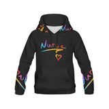 Colorful Nurse Text on Black Hoodie