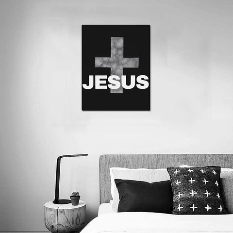 Jesus Wall Art grey cross Canvas Print 16" x 20"