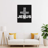 Jesus Wall Art grey cross Canvas Print 16" x 20"