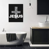 Jesus Wall Art grey cross Canvas Print 16" x 20"